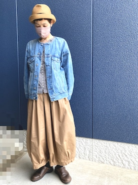 「ペーパーハット」｜「アイテム（ジャケット/アウター）」を使った、kcocoronさん（レディース・160cm）の春コーディネート