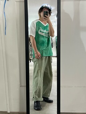 「VINTAGE（ヴィンテージ）のアイテム（ドレスシューズ）」を使った、陽さん（メンズ・163cm）の夏コーディネート