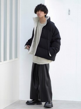 「shiki tokyo（シキトウキョウ）のアイテム（ダウンジャケット/コート）」を使った、にっしーさん（メンズ・180cm）の冬コーディネート