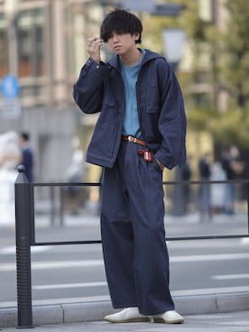 「CASPER JOHN（キャスパージョン）のアイテム（ブルゾン）」を使った、にっしーさん（メンズ・180cm）の春コーディネート