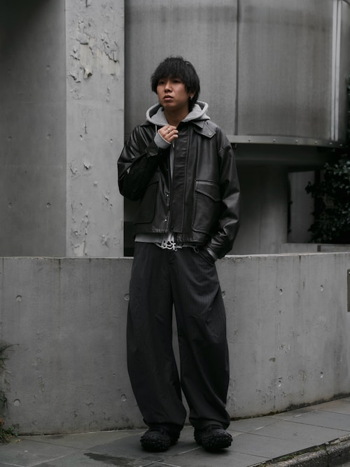 ビンテージライクオーバーサイズレザーブルゾン（ブルゾン）｜PUBLIC