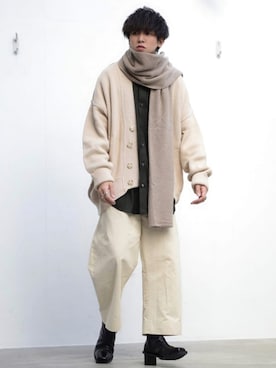 「MAISON SPECIAL（メゾンスペシャル）のアイテム（ブーツ）」を使った、にっしーさん（メンズ・180cm）の冬コーディネート