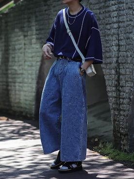 「shiki tokyo（シキトウキョウ）のアイテム（パンツ）」を使った、にっしーさん（メンズ・180cm）の夏コーディネート