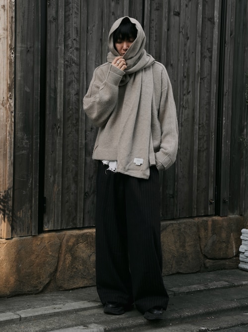 Flannel two tuck wide striped slacks / フランネル2タックワイド