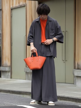 「shiki tokyo（シキトウキョウ）のアイテム（パンツ）」を使った、にっしーさん（メンズ・180cm）の夏コーディネート