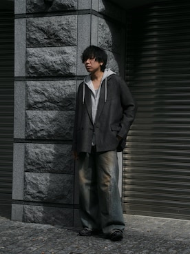 「アイテム（テーラードジャケット）」を使った、にっしーさん（メンズ・180cm・30代）の秋コーディネート