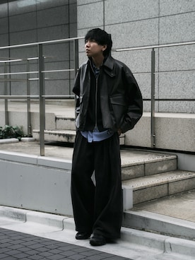 「アイテム（ブルゾン）」を使った、にっしーさん（メンズ・180cm・30代）の秋コーディネート