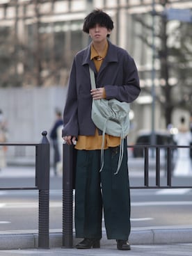 「MAISON SPECIAL（メゾンスペシャル）のアイテム（ブーツ）」を使った、にっしーさん（メンズ・180cm）の春コーディネート