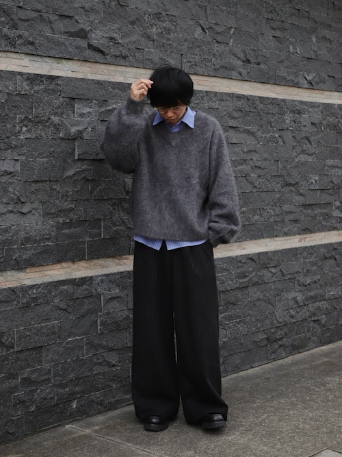 Flannel two tuck wide striped slacks / フランネル2タックワイド