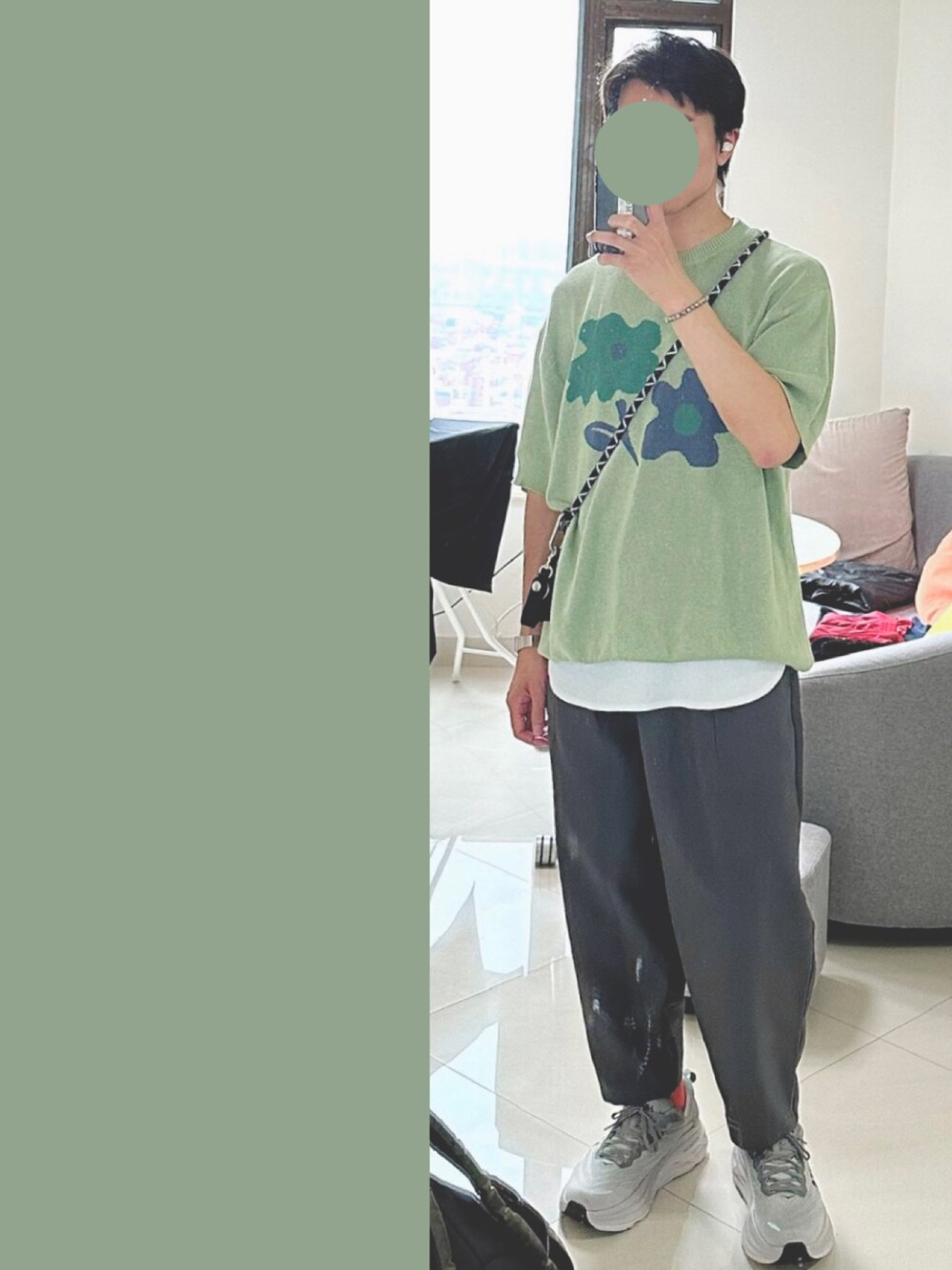 「春夏コーデ、お洒落さんとつながりたい、半袖シャツ」｜「VINTAGEのアイテム（Tシャツ/カットソー、グリーン系）」を使った、J___collectさん（メンズ・172cm）の夏コーディネートの1枚目の写真
