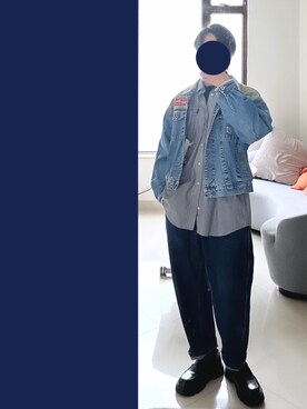 「no brand（ノーブランド）のアイテム（ローファー）」を使った、J___collectさん（メンズ・172cm）の冬コーディネート