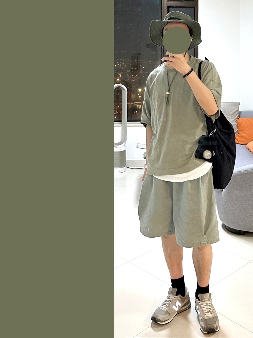 「夏コーデ、雨の日コーデ」｜「no brandのアイテム（カーゴパンツ、グリーン系）」を使った、J___collectさん（メンズ・172cm）の春コーディネートの1枚目の写真