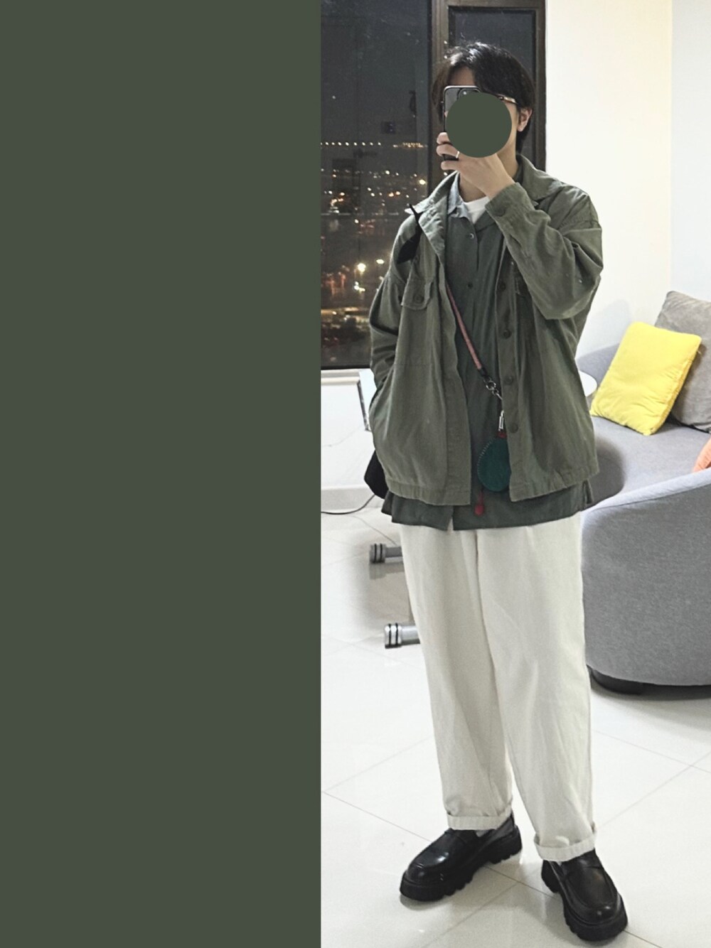 「春服デビュー宣言、春コーデ、green」｜「GUのアイテム（チノパンツ、ベージュ系）」を使った、J___collectさん（メンズ・172cm）の春コーディネートの1枚目の写真