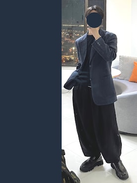 「no brand（ノーブランド）のアイテム（ローファー）」を使った、J___collectさん（メンズ・172cm）の冬コーディネート