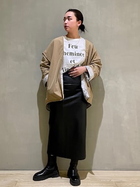 「NOMINE（ノミネ）のアイテム（ブルゾン）」を使った、RUKAさん（レディース・160cm）の冬コーディネート