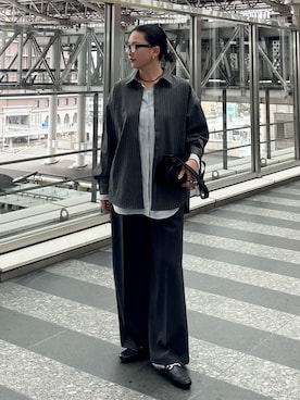 「NOMINE（ノミネ）のレイヤード シャツ（シャツ/ブラウス、グレー系）」を使った、RUKAさん（レディース・160cm）の春コーディネート