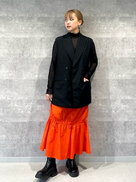 「いまどきジャケット写真」｜「アイテム（スカート）」を使った、RUKAさん（レディース・160cm）の春コーディネート