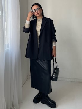 「アイテム（テーラードジャケット）」を使った、RUKAさん（レディース・160cm）の秋コーディネート