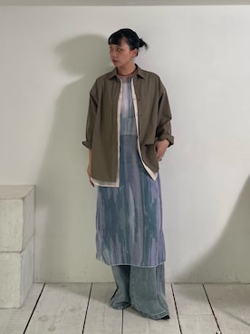 「NOMINE（ノミネ）のレイヤード シャツ（シャツ/ブラウス、ブラウン系）」を使った、RUKAさん（レディース・160cm）の春コーディネート