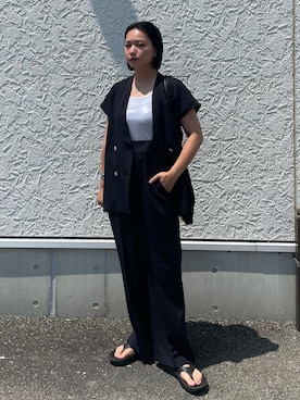 「アイテム（セットアップ）」を使った、RUKAさん（レディース・160cm・20代）の夏コーディネート