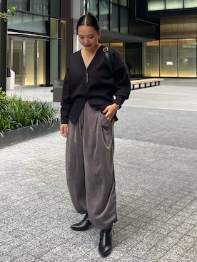 「アイテム（ブーツ）」を使った、RUKAさん（レディース・160cm）の秋コーディネート