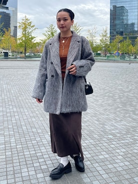 「アイテム（ローファー）」を使った、RUKAさん（レディース・160cm）の秋コーディネート