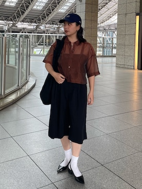 「アイテム（キャップ）」を使った、RUKAさん（レディース・160cm）の春コーディネート
