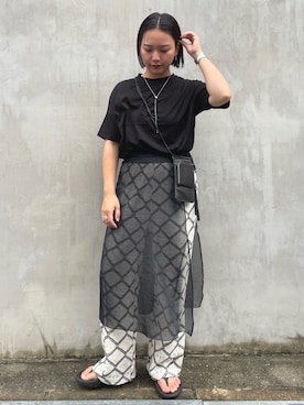 「アイテム（トートバッグ）」を使った、RUKAさん（レディース・160cm）の夏コーディネート