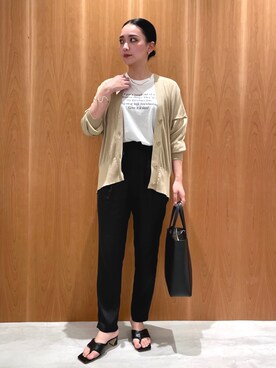 「Rouge vif（ルージュヴィフ）のサテンイージーパンツ（その他パンツ）」を使った、RUKAさん（レディース・160cm）の夏コーディネート