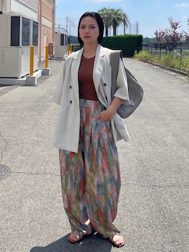 「アイテム（テーラードジャケット）」を使った、RUKAさん（レディース・160cm・20代）の夏コーディネート