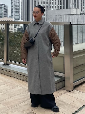 「アイテム（ステンカラーコート）」を使った、RUKAさん（レディース・160cm）の秋コーディネート