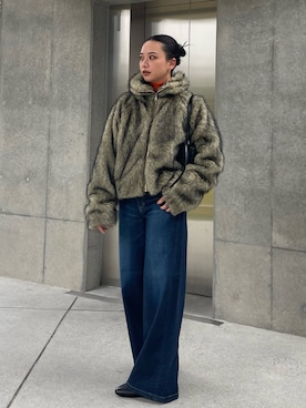 「アイテム（ブルゾン）」を使った、RUKAさん（レディース・160cm）の秋コーディネート