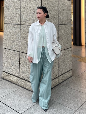 「NOMINE（ノミネ）のレイヤード シャツ（シャツ/ブラウス、ホワイト系）」を使った、RUKAさん（レディース・160cm）の春コーディネート