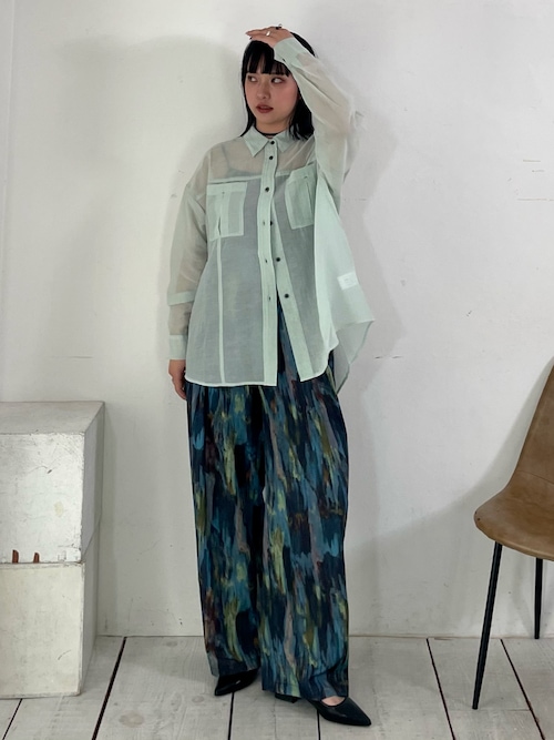 水彩アート ニュアンス柄 タックパンツ（その他パンツ）｜NOMINE