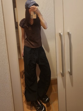 「韓国コーデ」｜「アイテム（帽子）」を使った、ari。さん（レディース・161cm）の夏コーディネート