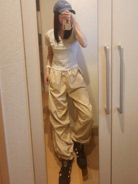 「韓国コーデ」｜「アイテム（帽子）」を使った、ari。さん（レディース・161cm）の夏コーディネート
