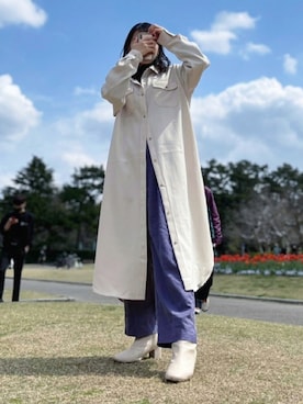 「GUコーデ」｜「アイテム（シャツワンピース）」を使った、ほのずさん（レディース・158cm）の春コーディネート