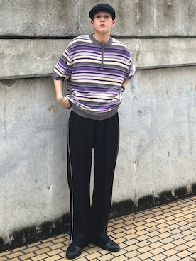 「KANGOL（カンゴール）のアイテム（ハンチング/ベレー帽）」を使った、Usa  Kentoさん（メンズ・180cm）の春コーディネート