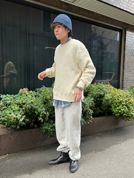 「WHIMSIC（ウィムジック）のアイテム（スウェットパンツ）」を使った、Usa  Kentoさん（メンズ・180cm）の冬コーディネート
