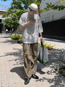 「WHIMSIC（ウィムジック）のアイテム（キャップ）」を使った、Usa  Kentoさん（メンズ・180cm）の夏コーディネート