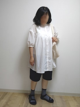 「HOLLYWOOD RANCH MARKET（ハリウッドランチマーケット）のアイテム（トートバッグ）」を使った、mochaさん（レディース・155cm）の夏コーディネート