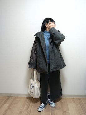 「アイテム（ステンカラーコート）」を使った、mochaさん（レディース・155cm）の秋コーディネート