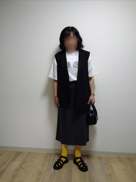 「みんなの白Tフェス」｜「アイテム（ベスト）」を使った、mochaさん（レディース・155cm）の夏コーディネート