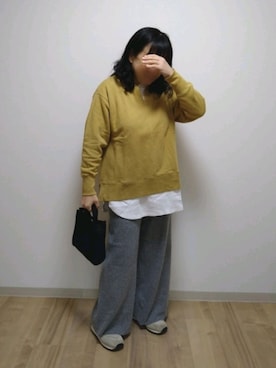 「USAコットン」｜「アイテム（スウェット）」を使った、mochaさん（レディース・155cm）の秋コーディネート