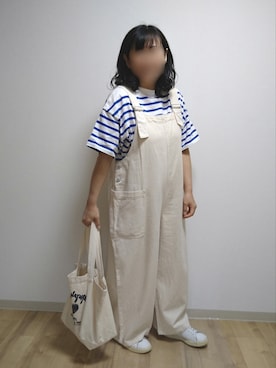 「スタンスミス」｜「アイテム（オールインワン・サロペット）」を使った、mochaさん（レディース・155cm）の春コーディネート