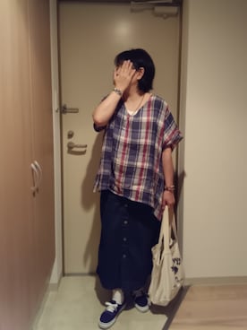 「アイテム（イヤーカフ）」を使った、mochaさん（レディース・155cm）の秋コーディネート