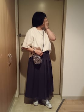 「GU（ジーユー）のアイテム（ネックレス）」を使った、mochaさん（レディース・155cm）の秋コーディネート