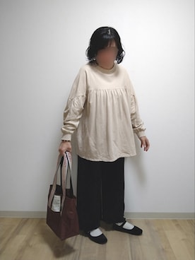 「シアタープロダクツ(THEATRE PRODUCTS)」｜「アイテム（バレエシューズ）」を使った、mochaさん（レディース・155cm）の春コーディネート