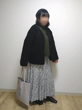 「スクエアトゥ」｜「アイテム（ニットキャップ/ビーニー）」を使った、mochaさん（レディース・155cm）の冬コーディネート