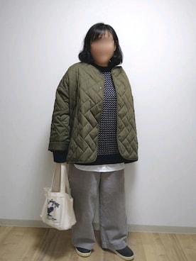 「HOLLYWOOD RANCH MARKET（ハリウッドランチマーケット）のアイテム（トートバッグ）」を使った、mochaさん（レディース・155cm）の冬コーディネート